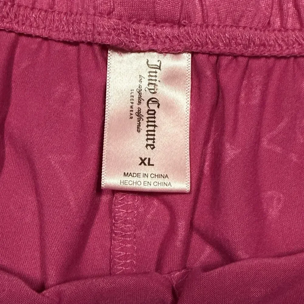 Juicy Couture Pink Velour Rhinestone PJ Shorts Set Womens XL